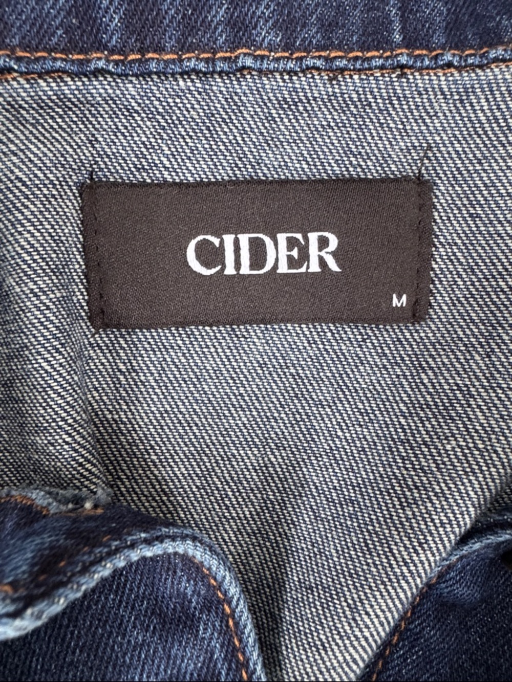 Cider Peter Pan Collar Denim Mini Dress Upcycled Thanksgiving Patches Size M - Picture 13 of 16